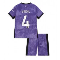 Dres Liverpool Virgil van Dijk #4 Rezervni za djecu 2023-24 Kratak Rukav (+ kratke hlače)